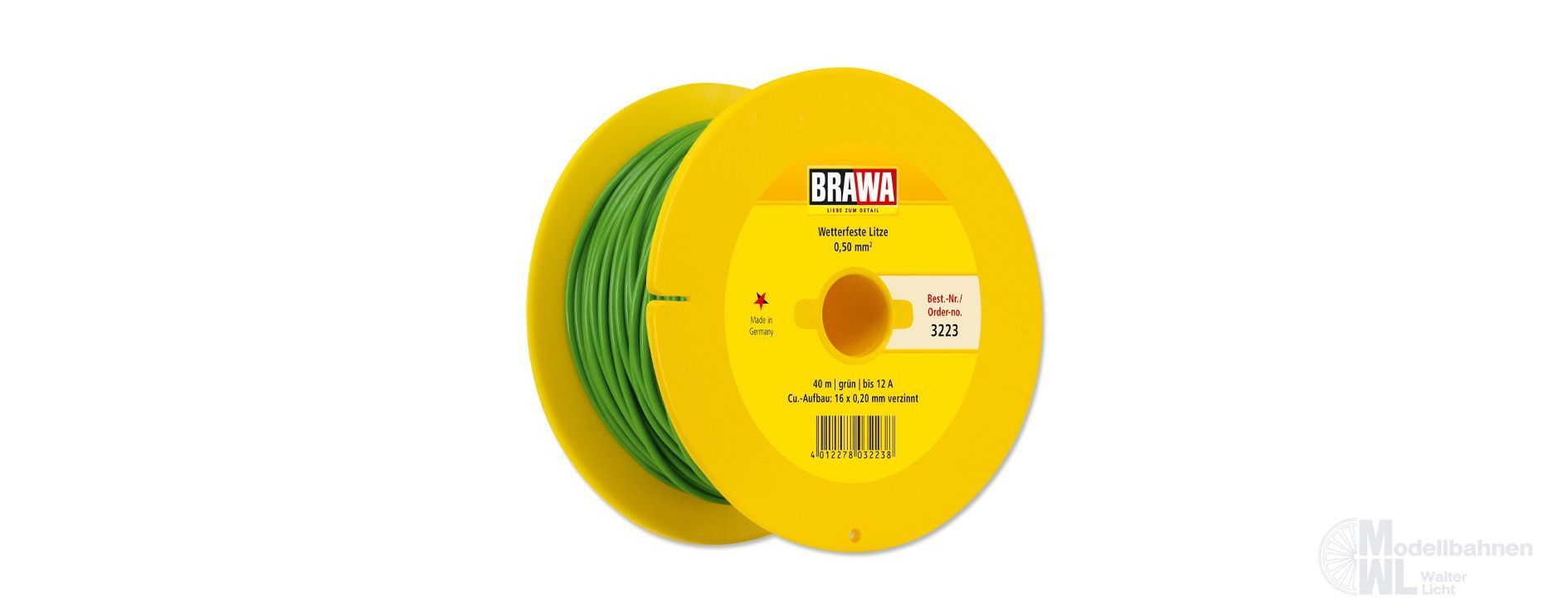 3221 - 3229 Brawa 3223 - Litze verzinnt grün 40 Meter